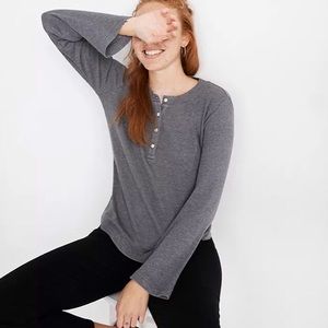 Madewell Thermal Henley Charcoal Grey. Sz XS NWT
